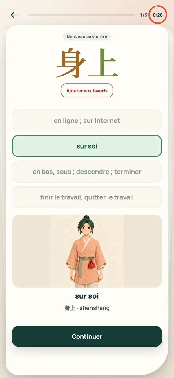 Des quiz à 4 choix avec une image pour bien ancrer la réponse